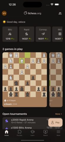 Lichess для iOS — скриншот 1