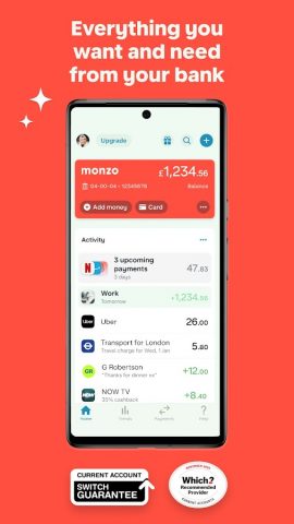 Monzo Bank — Mobile Banking для Android — скриншот 1