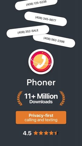 Phoner: Second Phone Number для Android — скриншот 1