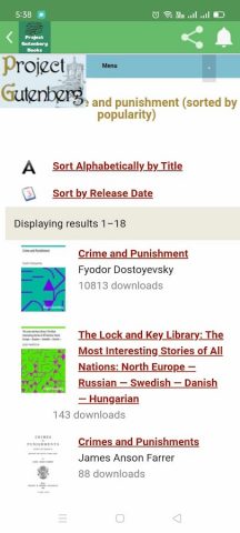 Project Gutenberg для Android — скриншот 3