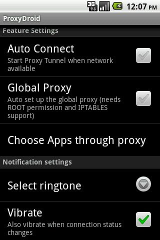ProxyDroid для Android — скриншот 2