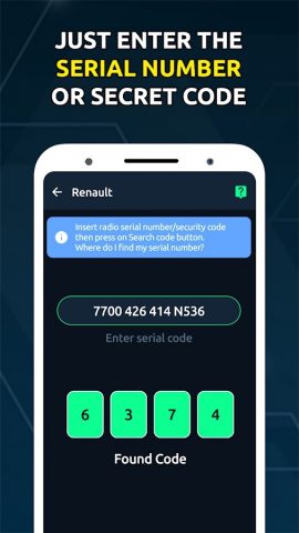 Radio Code Generator Unlocker для Android — скриншот 5