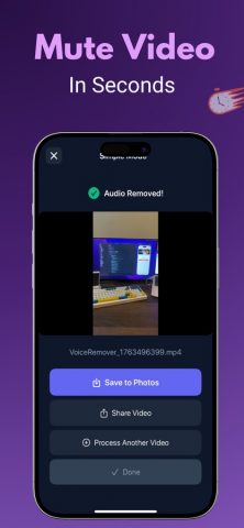 Remove Audio from Video: Muter для iOS — скриншот 2