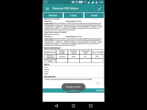 Resume PDF Maker / CV Builder для Android — официальный трейлер