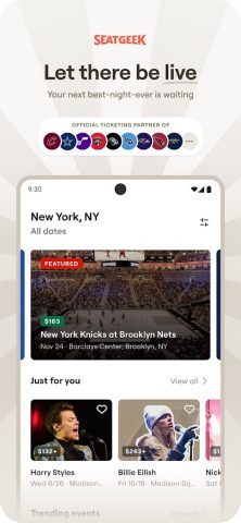 SeatGeek – Tickets to Events для Android — скриншот 1