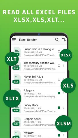 Средство просмотра XLSX для Android — скриншот 2