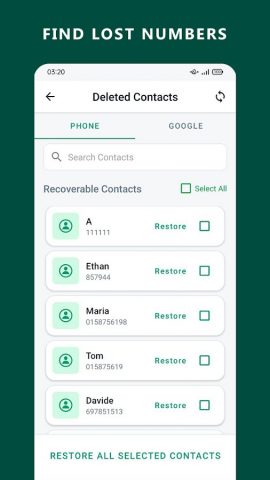 Восстановление контактов для Android — скриншот 2