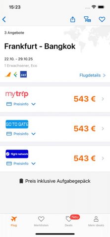 idealo Flug Angebote для iOS — скриншот 4