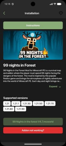 99 ночей в лесу мод MCPE для Android — скриншот 1