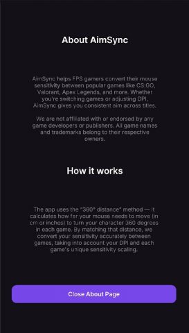 AimSync Sensitivity Converter для Android — скриншот 2