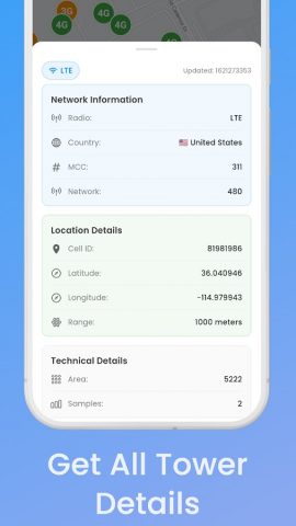 Cell Tower Locator 5G, 4G, LTE для Android — скриншот 3