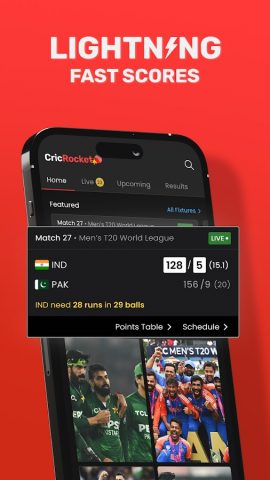 CricRocket: Live Cricket Score для Android — скриншот 1