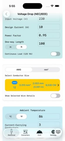 Electrical Calculator lite для iOS — скриншот 3