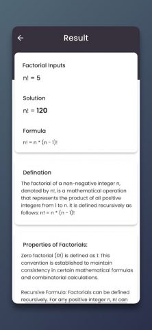 Factorial Calculator для Android — скриншот 3