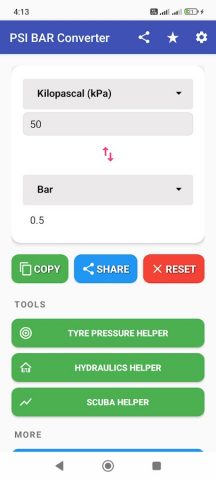 PSI BAR Pressure Converter для Android — скриншот 1