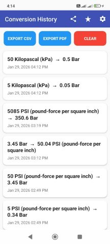 PSI BAR Pressure Converter для Android — скриншот 5
