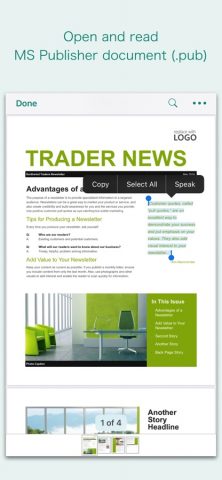 PUB Reader — for MS Publisher для iOS — скриншот 1