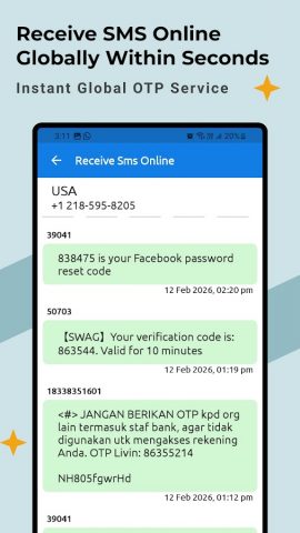 Получать СМС онлайн — OTP для Android — скриншот 4