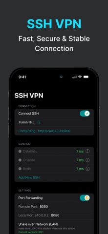 SSH VPN — Port Forwarding для iOS — скриншот 1