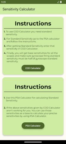 Sensitivity Calculator для Android — скриншот 1