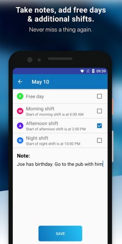 Shifter — Shift calendar для Android — скриншот 2