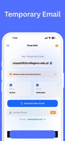 Temp mail Disposable Email для iOS — скриншот 1