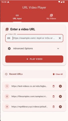Url Video Player для Android — скриншот 1