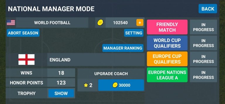 World Football Simulator для Android — скриншот 4