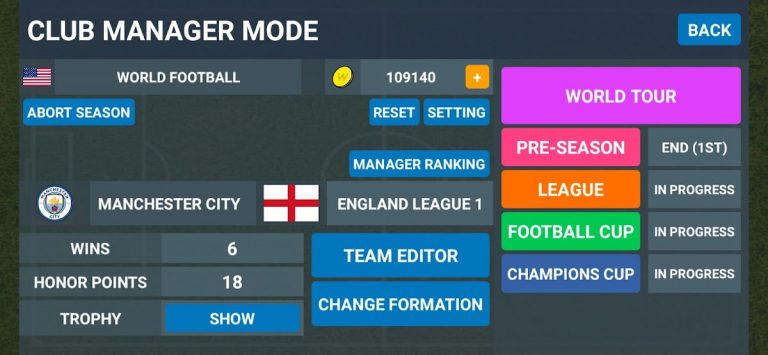 World Football Simulator для Android — скриншот 5