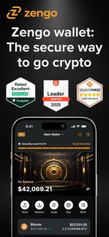 Zengo: Crypto & Bitcoin Wallet для iOS — скриншот 1