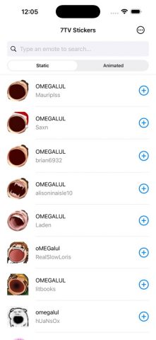 7TV Stickers from Twitch для iOS — скриншот 3