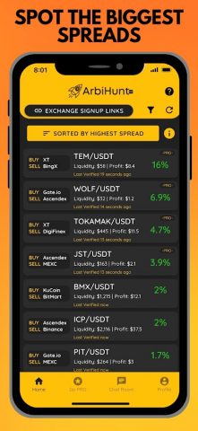 ArbiHunt — Crypto Arbitrage для Android — скриншот 1