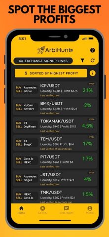 ArbiHunt — Crypto Arbitrage для Android — скриншот 2