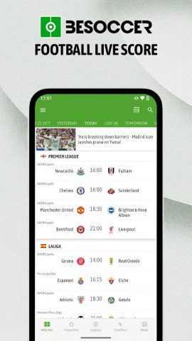 BeSoccer: Soccer Live Score для Android — скриншот 1