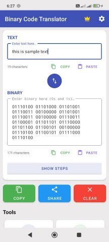 Binary Code Translator для Android — скриншот 1