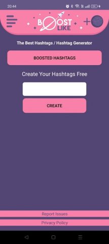 BoostLike — Генератор хэштегов для Android — скриншот 1