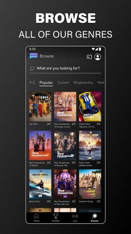 Bravo — Live Stream TV Shows для Android — скриншот 4