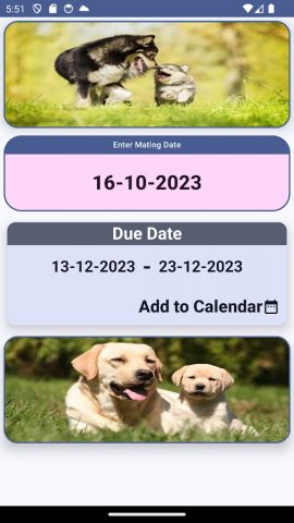 Dog Gestation Calculator для Android — скриншот 4
