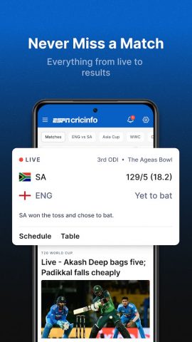 ESPNcricinfo — Live Cricket для Android — скриншот 1