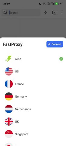 FastProxy Secure Browser для Android — скриншот 1