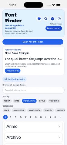 Font-Finder для iOS — скриншот 1