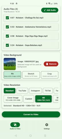Конвертер Аудио в Видео для Android — скриншот 2