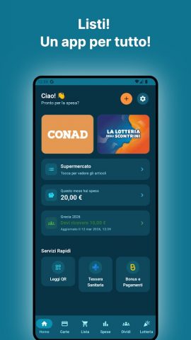 Listi! Carte fedeltà e spesa для Android — скриншот 1