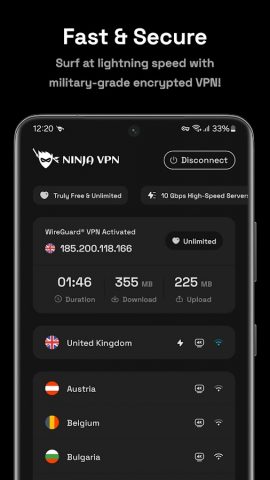 Ninja VPN — Fast & Secure VPN для Android — скриншот 2