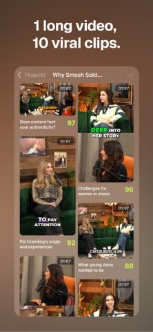 OpusClip — AI video clipping для iOS — скриншот 2