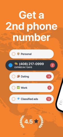 Phoner: Second Phone Number для iOS — скриншот 1