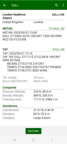 Pilot Weather METAR TAF для Android — скриншот 2