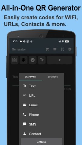 QR-генератор кода для Android — скриншот 1