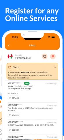 Receive SMS Online Temporary для Android — скриншот 3