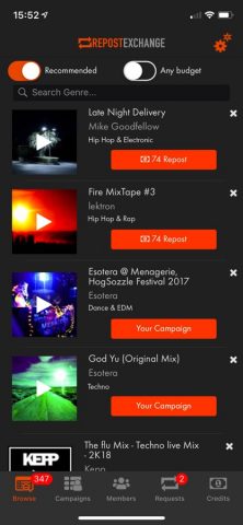RepostExchange — Promote Music для iOS — скриншот 2